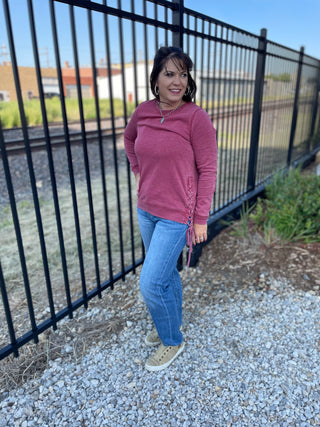 Rally Lace Up Pullover-Sweatshirts-It&#x27;s Personal Boutique LLC