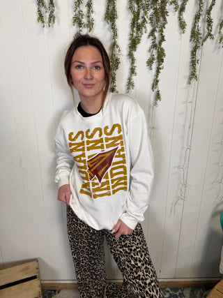 Indians Arrowhead Crewneck White