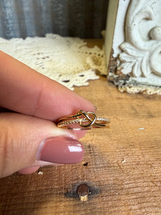 Gold Knotted Stack Ring