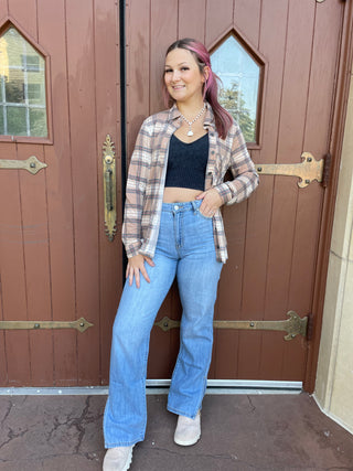 Mocha plaid shacket-Long sleeve-It&#x27;s Personal Boutique LLC