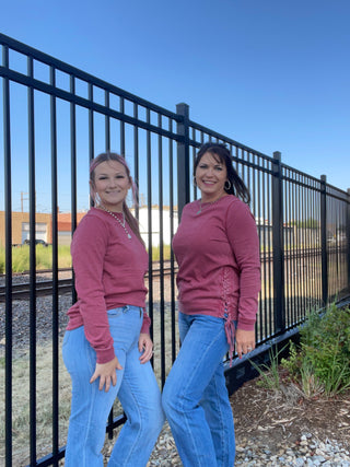 Rally Lace Up Pullover-Sweatshirts-It&#x27;s Personal Boutique LLC