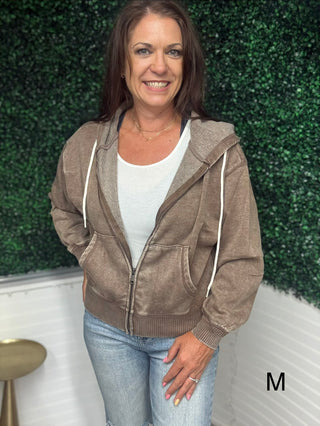 Mocha Haven Cropped Hoodie