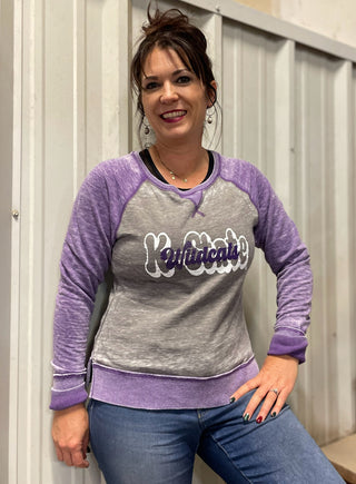 K-State Grey and Purple Crewneck-K-State-It&#x27;s Personal Boutique LLC