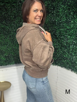 Mocha Haven Cropped Hoodie