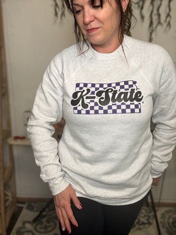 K-State Checkered Crewneck