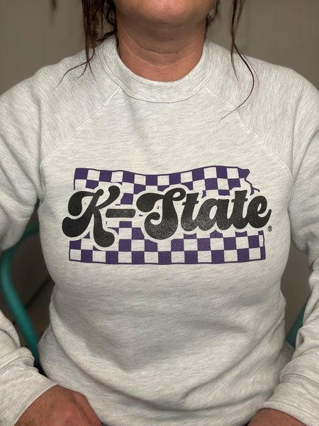 K-State Checkered Crewneck
