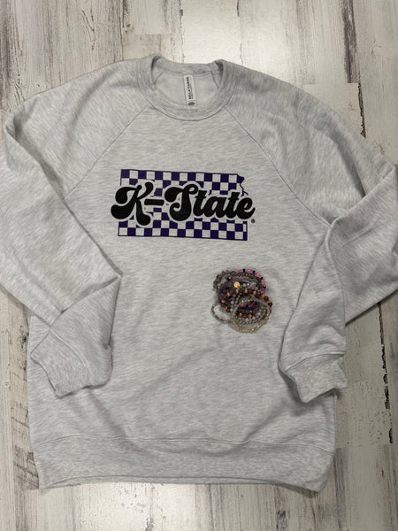 K-State Checkered Crewneck