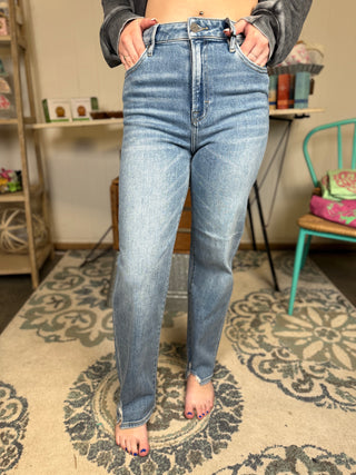 Hidden Straight Leg Jeans-Bottoms-27-It&#x27;s Personal Boutique LLC