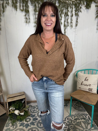 Buttoned Sweater Knit Top