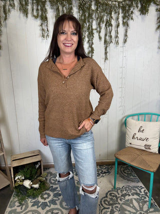 Buttoned Sweater Knit Top