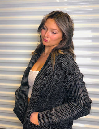 Washed drop shoulder cardigan-Cardigan-It&#x27;s Personal Boutique LLC