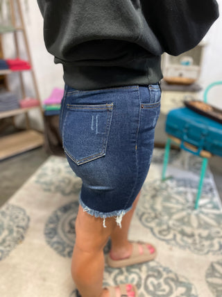 Risen Dark Wash Denim Shorts