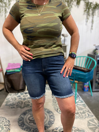 Risen Dark Wash Denim Shorts