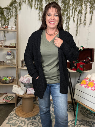 Popcorn cardigan with pockets-Cardigan-It&#x27;s Personal Boutique LLC