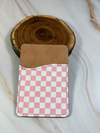 Card Holders-All the Things-Pink checkered-It&#x27;s Personal Boutique LLC