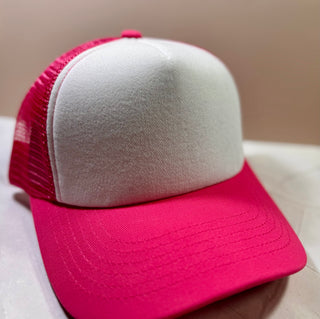 Trucker Hats (custom)-Hats-Hot pink and white-It&#x27;s Personal Boutique LLC