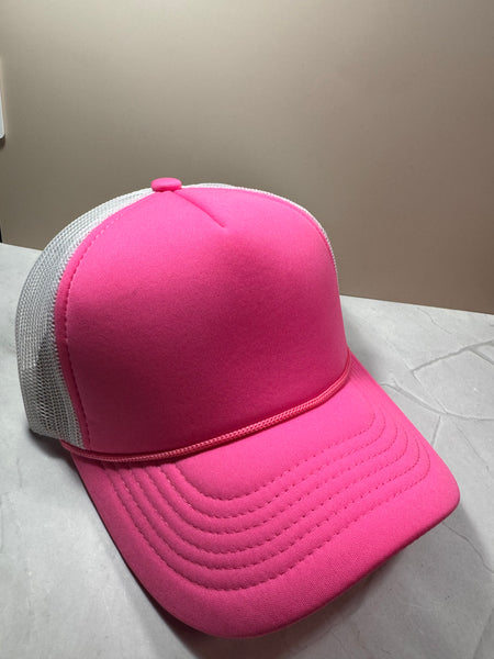 Trucker Hats (custom)-Hats-Solid hot pink-It&#x27;s Personal Boutique LLC