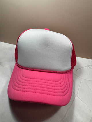 Trucker Hats (custom)-Hats-White/pink w/ tassle-It&#x27;s Personal Boutique LLC
