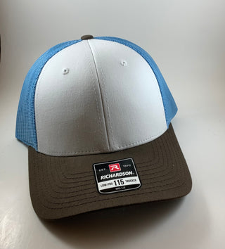 Richardson hats (custom)-Hats-White/Columbia Blue/Brown-It&#x27;s Personal Boutique LLC
