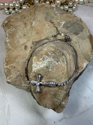 Bracelets $16-Jewelry-Silver cross- adjustable-It&#x27;s Personal Boutique LLC