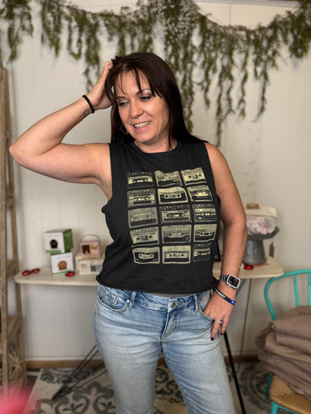 Cassette Tape Graphic Muscle Tank