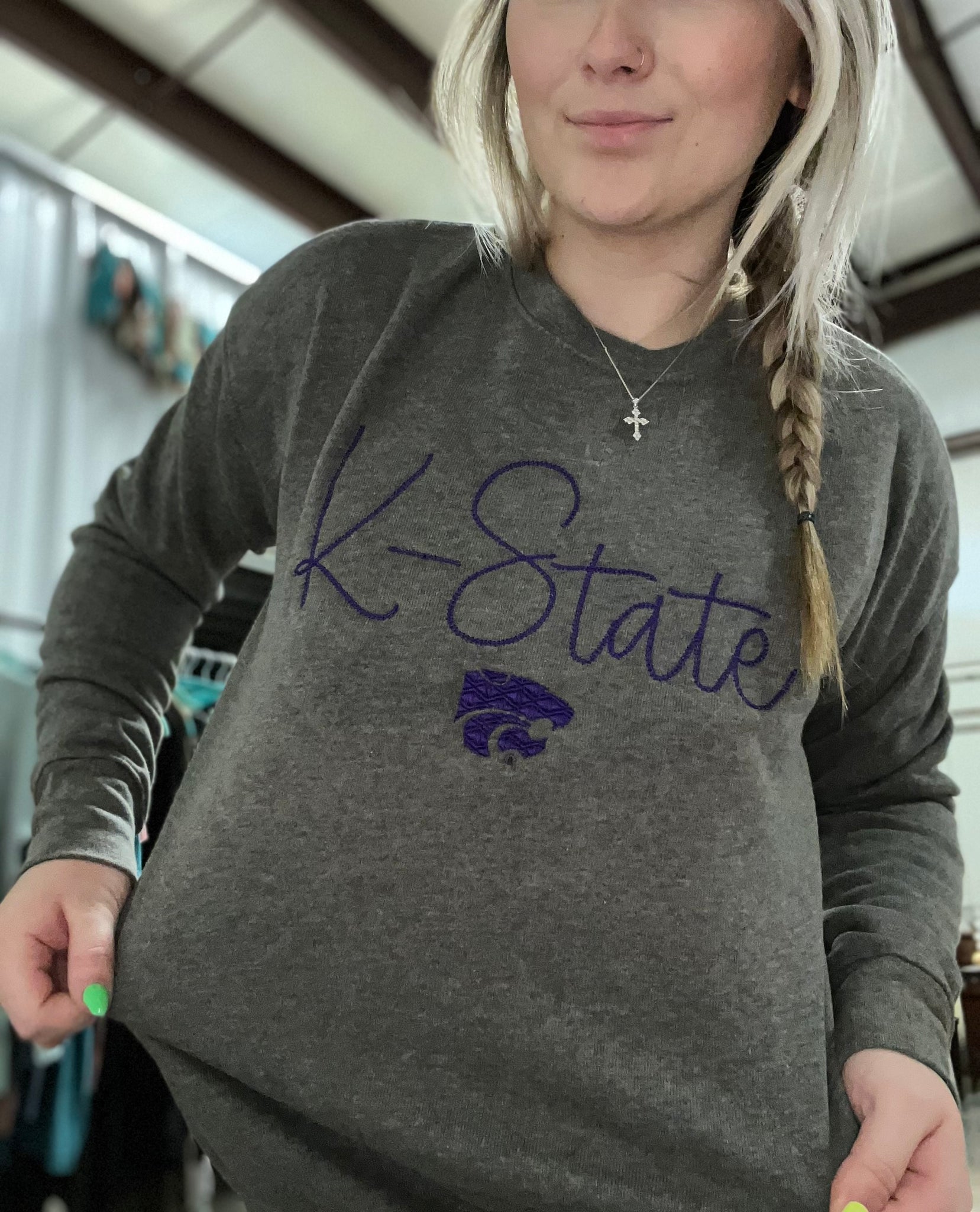 K-State Embroidered Crewneck