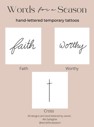 Temporary Tattoo-Accessories-3 Pack- Cross, Faith and Worthy-It&#x27;s Personal Boutique LLC