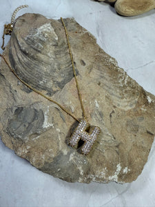 Gold Bubble Initial Necklace