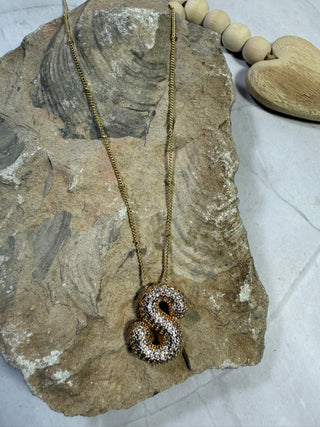 Gold Bubble Initial Necklace-Jewlery-S-It&#x27;s Personal Boutique LLC