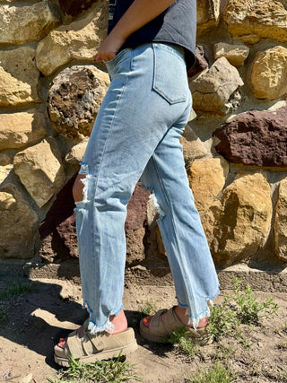 Risen high rise straight leg jean-Bottoms-It&#x27;s Personal Boutique LLC