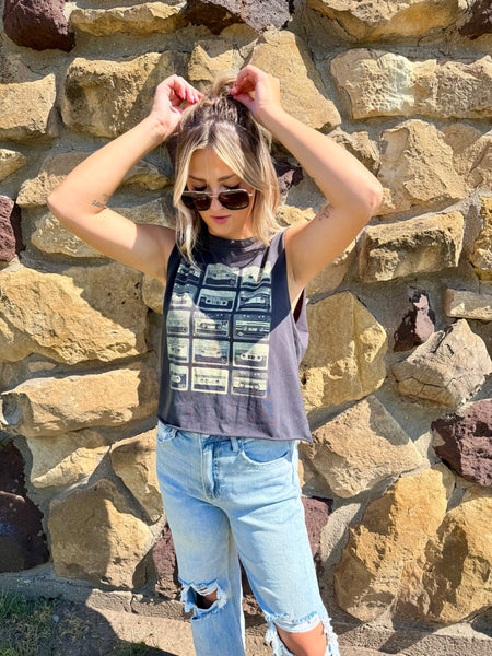 Cassette Tape Graphic Muscle Tank