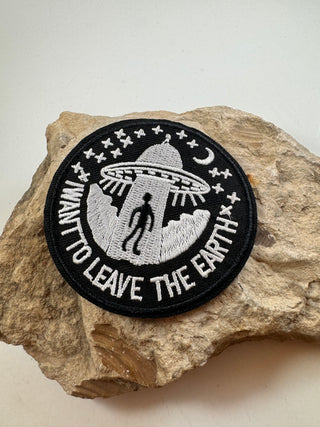 Space patches-Hats-I want to leave this Earth (black&white)-It&#x27;s Personal Boutique LLC