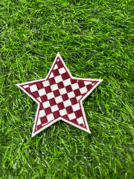 Assorted star Patches-Patches-Red checkered star-It&#x27;s Personal Boutique LLC