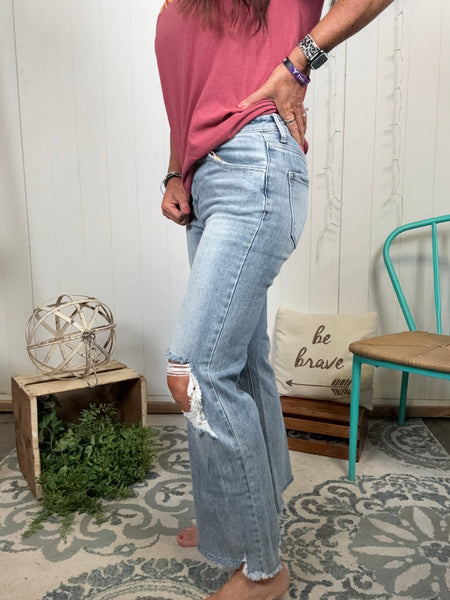 Risen high rise straight leg jean-Bottoms-It&#x27;s Personal Boutique LLC