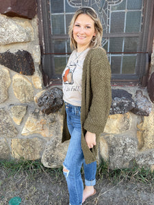 Dusty Olive Popcorn Cardigan