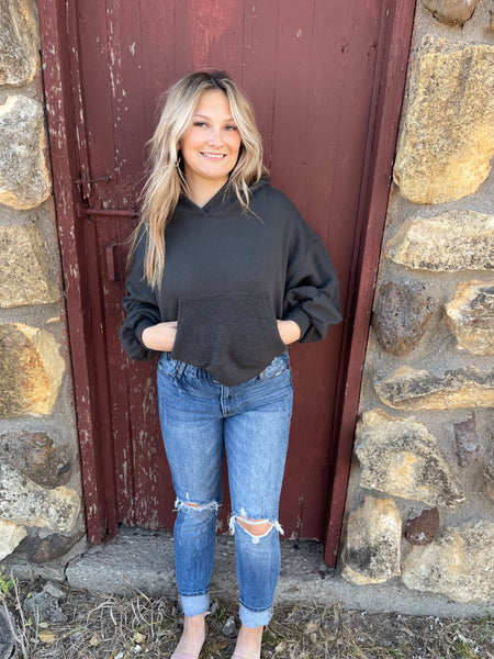 Ash Grey Cropped Hoodie