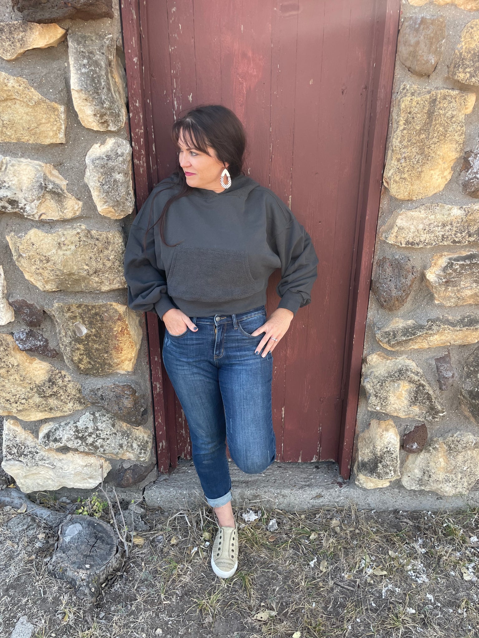 Ash Grey Cropped Hoodie