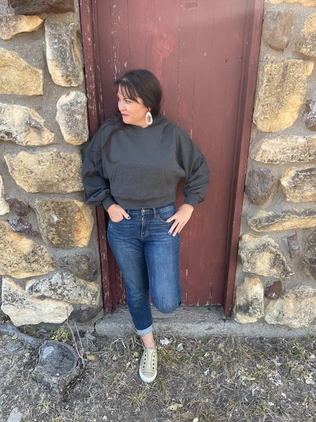 Ash Grey Cropped Hoodie