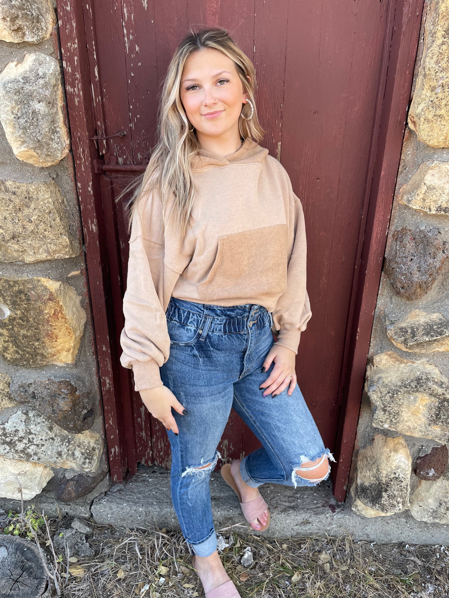 Camel Cropped Hoodie