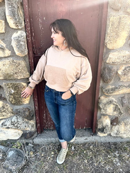Camel Cropped Hoodie