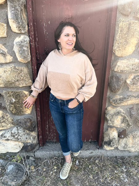 Camel Cropped Hoodie