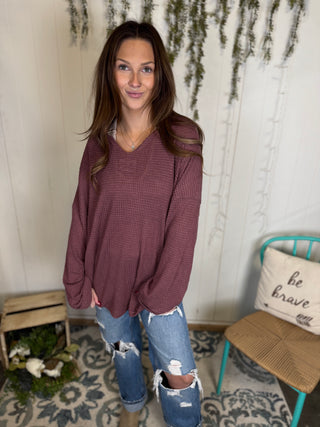 Plum Haven Waffle Knit
