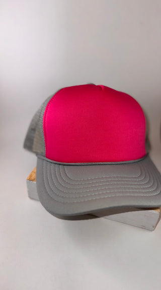 Trucker Hats (custom)-Hats-Hot Pink and Grey-It&#x27;s Personal Boutique LLC