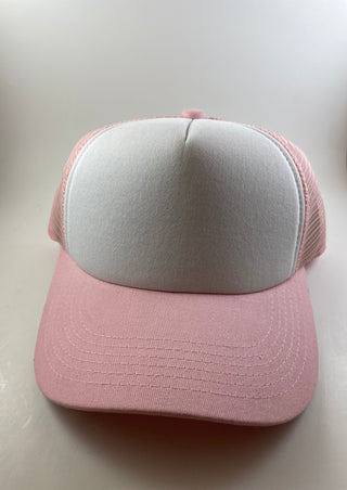 Trucker Hats (custom)-Hats-Baby pink and white-It&#x27;s Personal Boutique LLC