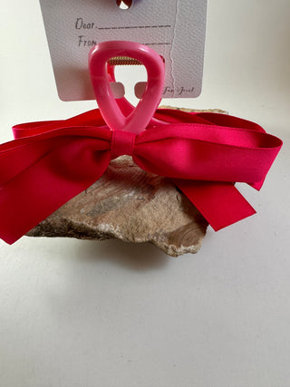 Bow Claw Hair Clips-Hair Accessories-Pink Real Ribbon-It&#x27;s Personal Boutique LLC