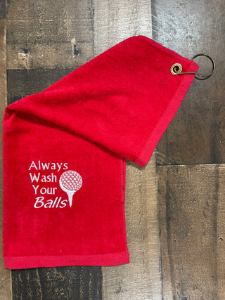 Funny Golf Towels-All the Things-Always wash your balls Red-It&#x27;s Personal Boutique LLC
