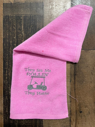 Funny Golf Towels-All the Things-They see me rolling Pink-It&#x27;s Personal Boutique LLC