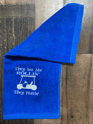Funny Golf Towels-All the Things-They see me rolling Blue-It&#x27;s Personal Boutique LLC