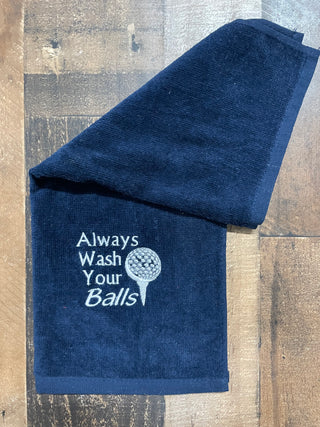 Funny Golf Towels-All the Things-Always wash your balls Navy-It&#x27;s Personal Boutique LLC