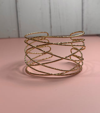 Bracelets $12-Jewelry-Gold strappy cuff-It&#x27;s Personal Boutique LLC